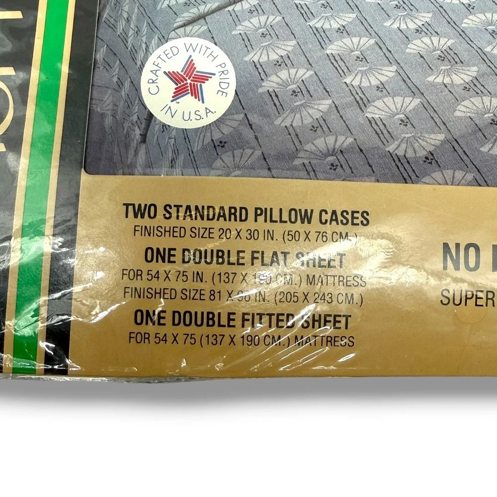 Vintage Thomaston Sea Isle Double Full Sheet Set 4pc USA NIP Blue Deadstock NOS